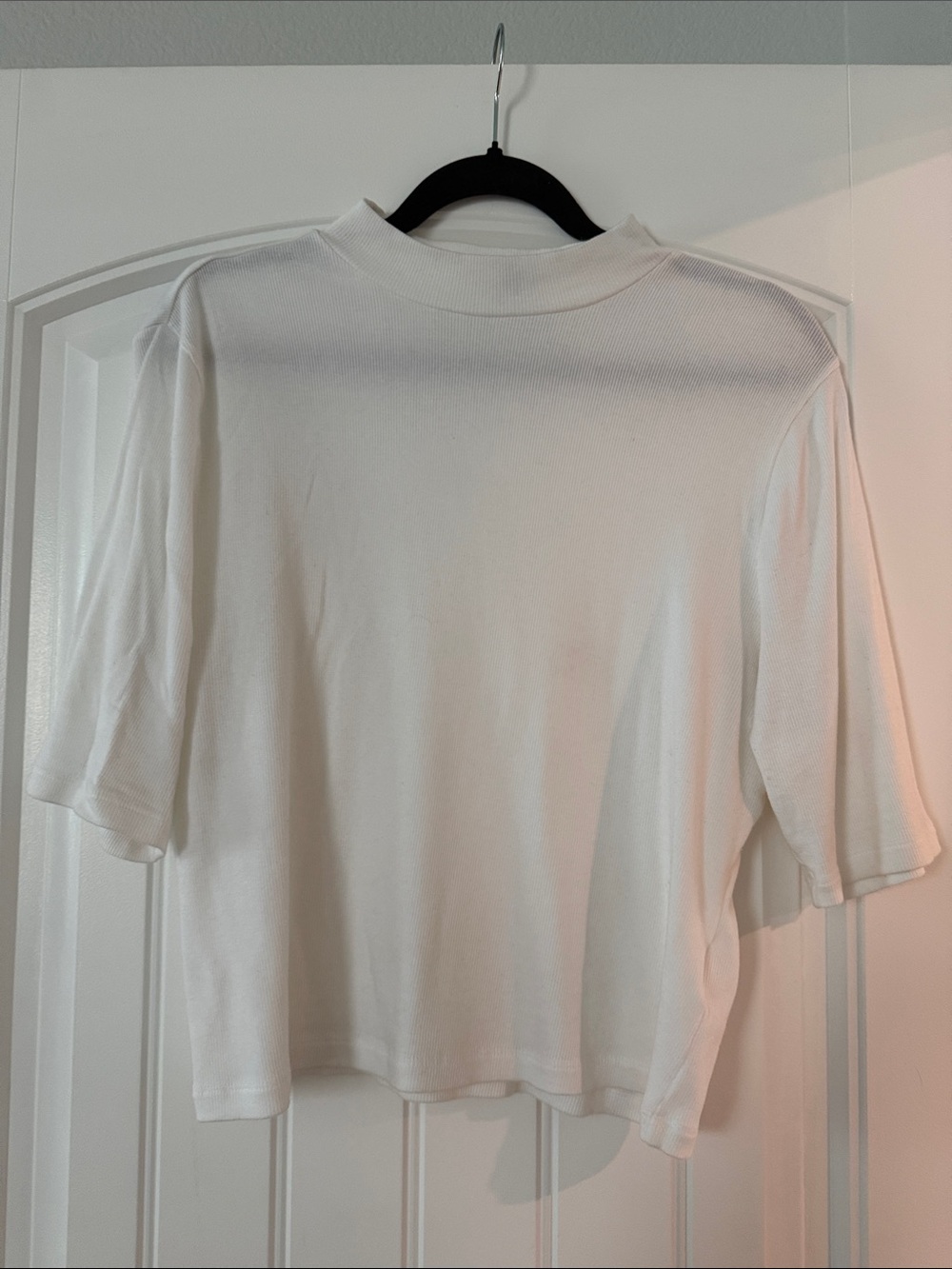 Express White Short Sleeve Ribbed Tee